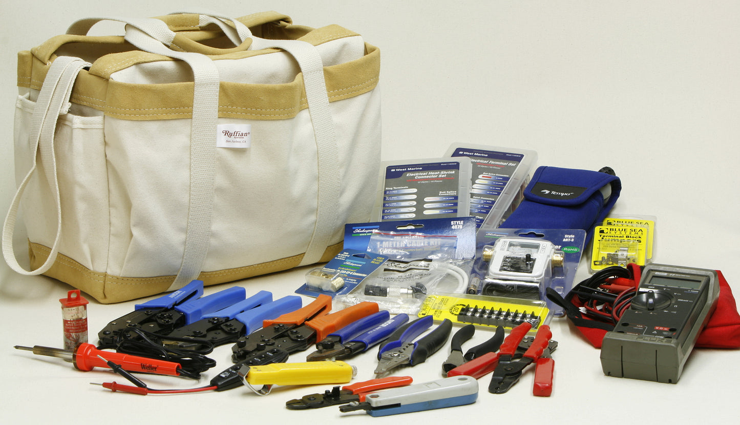 Marine Electrician Heavy Canvas Tool Bag with Leather Bottom & Shoulder Strap CSR Style