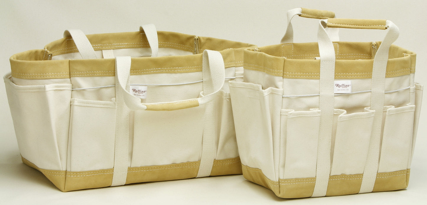 Heavy Canvas Tool Bag with Leather Bottom & Shoulder Strap Extra Large